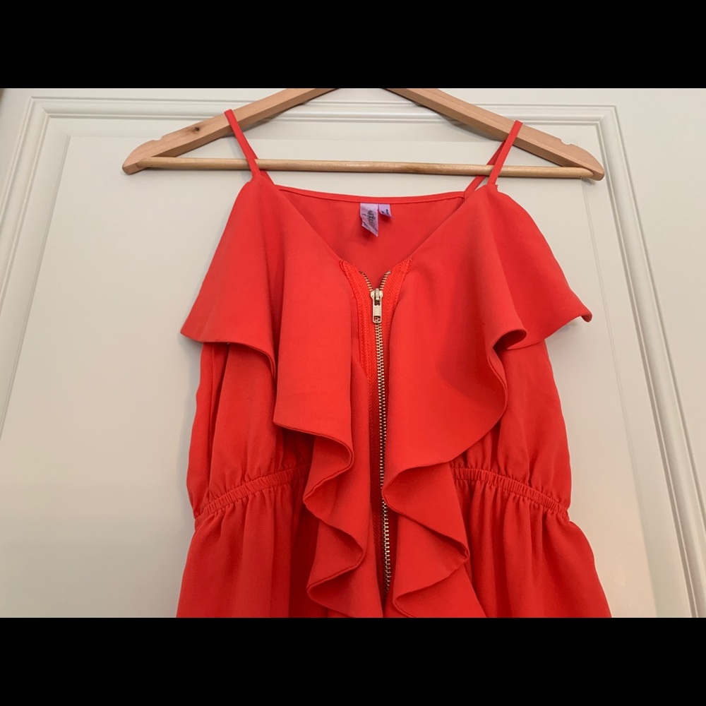 Coral Ruffle Mini Dress - Picture 3 of 5